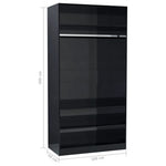 ZNTS Wardrobe High Gloss Black 100x50x200 cm Engineered Wood 800232