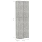 ZNTS Office Cabinet Concrete Grey 60x32x190 cm Engineered Wood 800301