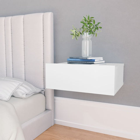 ZNTS Floating Nightstand White 40x30x15cm Engineered Wood 800306