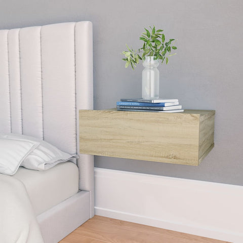 ZNTS Floating Nightstands 2 pcs Sonoma Oak 40x30x15 cm Engineered Wood 800313
