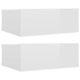 ZNTS Floating Nightstands 2 pcs High Gloss White 40x30x15 cm Engineered Wood 800319