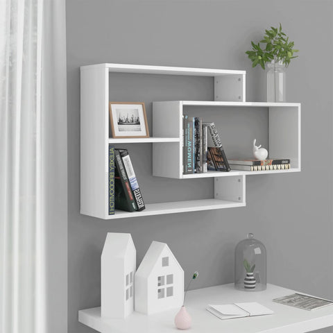 ZNTS Wall Shelf High Gloss White 104x20x58.5 cm Engineered Wood 800330
