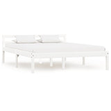 ZNTS Bed Frame without Mattress White Solid Pine Wood 140x200 cm 283187