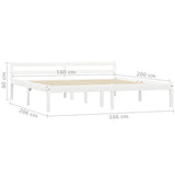 ZNTS Bed Frame without Mattress White Solid Pine Wood 160x200 cm 283188