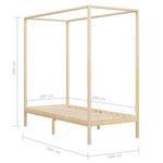 ZNTS Canopy Bed Frame without Mattress Solid Wood 100x200 cm 283251
