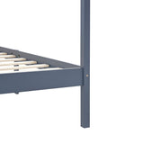 ZNTS Canopy Bed Frame without Mattress Grey Solid Wood 120x200 cm 283276