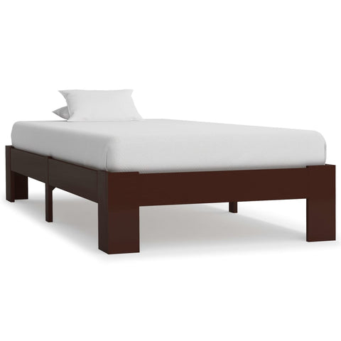 ZNTS Bed Frame without Mattress Dark Brown Solid Pine Wood 100x200 cm 283299