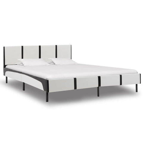ZNTS Bed Frame White and Black Faux Leather 150x200 cm 5FT King Size 280409