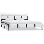 ZNTS Bed Frame with LED White and Black Faux Leather 120x190 cm 4FT Small Double 280419