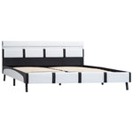 ZNTS Bed Frame with LED White and Black Faux Leather 120x190 cm 4FT Small Double 280419