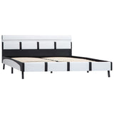 ZNTS Bed Frame with LED White and Black Faux Leather 120x190 cm 4FT Small Double 280419
