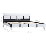 ZNTS Bed Frame with LED White and Black Faux Leather 120x190 cm 4FT Small Double 280419