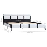 ZNTS Bed Frame with LED White and Black Faux Leather 120x190 cm 4FT Small Double 280419