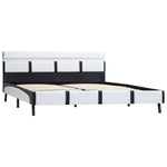 ZNTS Bed Frame with LED White and Black Faux Leather 150x200 cm 5FT King Size 280421