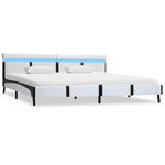ZNTS Bed Frame with LED White and Black Faux Leather 180x200 cm 6FT Super King 280422