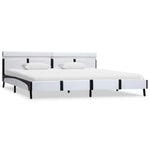 ZNTS Bed Frame with LED White and Black Faux Leather 180x200 cm 6FT Super King 280422