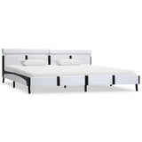 ZNTS Bed Frame with LED White and Black Faux Leather 180x200 cm 6FT Super King 280422