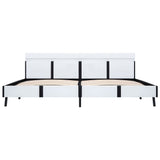 ZNTS Bed Frame with LED White and Black Faux Leather 180x200 cm 6FT Super King 280422