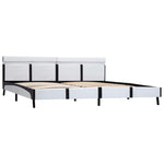 ZNTS Bed Frame with LED White and Black Faux Leather 180x200 cm 6FT Super King 280422