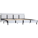 ZNTS Bed Frame with LED White and Black Faux Leather 180x200 cm 6FT Super King 280422