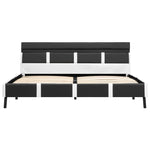 ZNTS Bed Frame with LED Grey and White Faux Leather 120x190 cm 4FT Small Double 280427