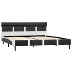 ZNTS Bed Frame with LED Grey and White Faux Leather 120x190 cm 4FT Small Double 280427