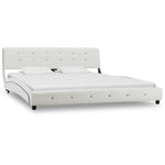 ZNTS Bed Frame White Faux Leather 150x200 cm 5FT King Size 280433