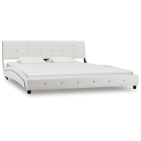 ZNTS Bed Frame White Faux Leather 150x200 cm 5FT King Size 280433