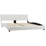 ZNTS Bed Frame White Faux Leather 150x200 cm 5FT King Size 280433