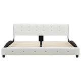 ZNTS Bed Frame White Faux Leather 150x200 cm 5FT King Size 280433
