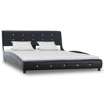 ZNTS Bed Frame Black Faux Leather 135x190 cm 4FT6 Double 280436