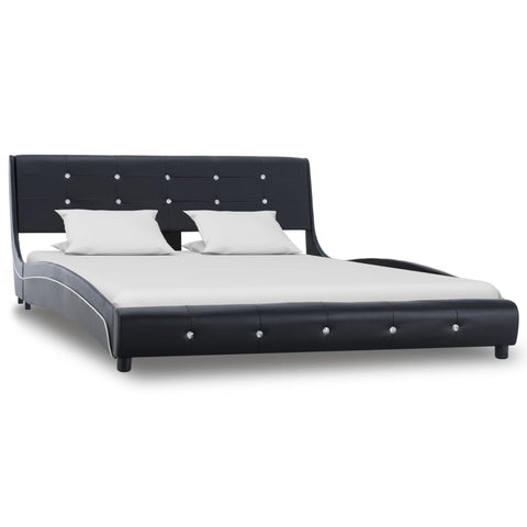 ZNTS Bed Frame Black Faux Leather 135x190 cm 4FT6 Double 280436