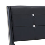 ZNTS Bed Frame Black Faux Leather 135x190 cm 4FT6 Double 280436
