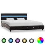 ZNTS Bed Frame with LED Black Faux Leather 135x190 cm 4FT6 Double 280448