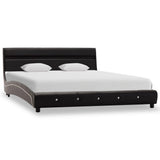 ZNTS Bed Frame with LED Black Faux Leather 135x190 cm 4FT6 Double 280448