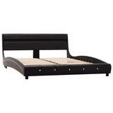 ZNTS Bed Frame with LED Black Faux Leather 135x190 cm 4FT6 Double 280448