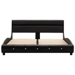 ZNTS Bed Frame with LED Black Faux Leather 135x190 cm 4FT6 Double 280448