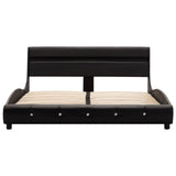 ZNTS Bed Frame with LED Black Faux Leather 135x190 cm 4FT6 Double 280448
