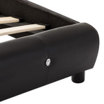 ZNTS Bed Frame with LED Black Faux Leather 135x190 cm 4FT6 Double 280448