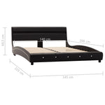 ZNTS Bed Frame with LED Black Faux Leather 135x190 cm 4FT6 Double 280448