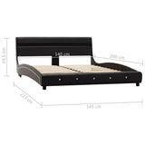 ZNTS Bed Frame with LED Black Faux Leather 135x190 cm 4FT6 Double 280448