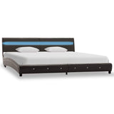 ZNTS Bed Frame with LED Grey Faux Leather 180x200 cm 6FT Super King 280454