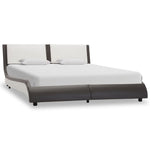 ZNTS Bed Frame Grey and White Faux Leather 135x190 cm 4FT6 Double 280460