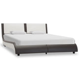 ZNTS Bed Frame Grey and White Faux Leather 135x190 cm 4FT6 Double 280460