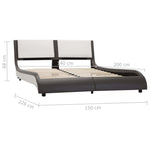 ZNTS Bed Frame Grey and White Faux Leather 135x190 cm 4FT6 Double 280460