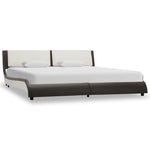 ZNTS Bed Frame Grey and White Faux Leather 180x200 cm 6FT Super King 280462