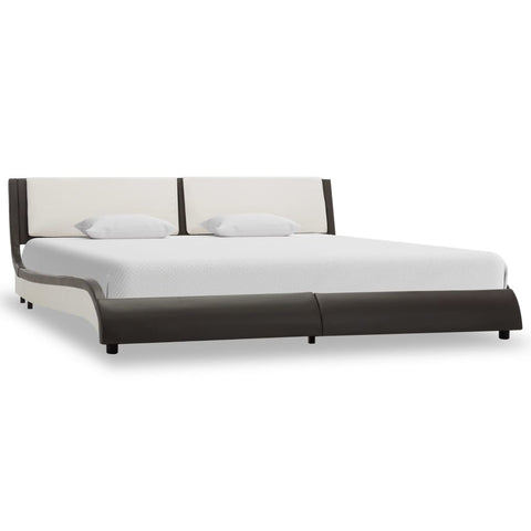ZNTS Bed Frame Grey and White Faux Leather 180x200 cm 6FT Super King 280462