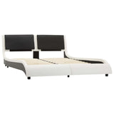 ZNTS Bed Frame White and Black Faux Leather 135x190 cm 4FT6 Double 280464