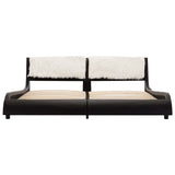 ZNTS Bed Frame with LED Black and White Faux Leather 180x200 cm 6FT Super King 280486