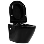 ZNTS Wall Hung Rimless Toilet Ceramic Black 145238
